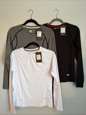 MagnaMan Long-Sleeve Performance Tees — White, Gray, Black (3-Pack)